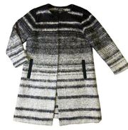 Pendleton Striped Long Length Open Front Jacket Coat Grey Size Medium Women's