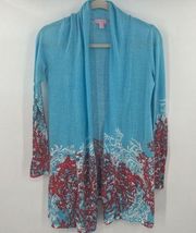 Lilly pulitzer Connell 100% Cotton Multi Color Open Front Cardigan Size Small