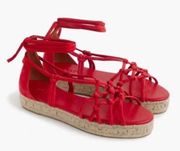 J.Crew Knotted Flatform Espadrilles Fresh Poppy Red 10