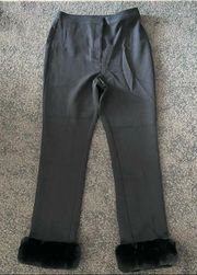 Danielle Bernstein  high waist Faux Fur Hem pants