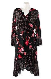 Lipsy London Wrap Dress Floral Print Midi Size US 14, UK 18 NWT