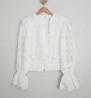 NWT divine heritage dove laced white peplum blouse small