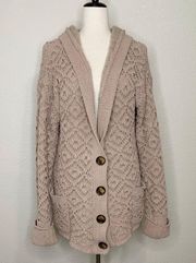 POL Chenille Knit Dusty Rose Hooded Long Cardigan