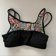 Hobie Black Multicolor Strappy Front Bikini Top Size Small