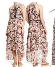 NWT Melrose and Market Floral Halter Neck Tiered High/Low Hem Dress size small