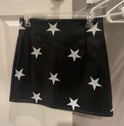 Black Leather Star Mini Skirt