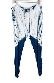 NWT Chaser Tie Dye Ruched Pants Drawstring Teal White Size Medium M NEW