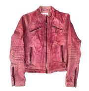 Vintage  London Pink Two Tone Lamb Leather Zip Up Jacket