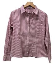 Pink and Burgundy Stripe Button down shirt Size Large