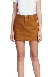 Neon Blonde NWT High Rise Mini Denim Skirt Raw Hem Wild Honey Brown Size 25