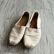 Toms  Womens Cream Beige Gold Flecks Canvas Flat Slip On Shoes Size 6.5