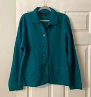 Jane Ashley Wool Sweater size XL BNWOT teal color very pretty length 28” bust 42