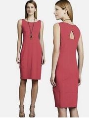 Eileen Fisher Coral Cut Out Back Sleeveless Stretch Shift Dress