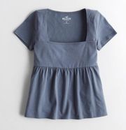 Hollister Peplum Square Neck Baby Doll Top Periwinkle Size XXL