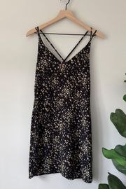 Floral Strappy Mini Shift Dress Lined Spaghetti Straps Polyester Flower