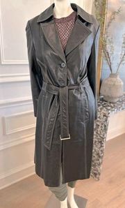 NORDSTROM CLASSIQUES ENTIER Black Leather Trench Coat