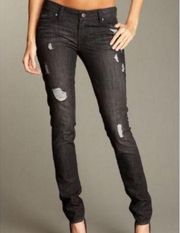 Genetic Denim Distressed Skinny Jeans Shane Size 28 Coal