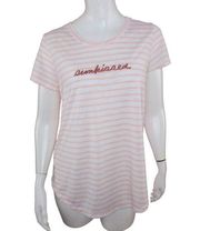 Lauren Conrad Coral White Striped 'Sunkissed' Short Sleeve T-Shirt Medium