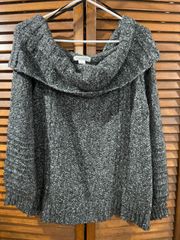 Balloon Sleeve Grey Sweater Off The Shoulder