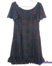 Hell Bunny Roses & Skulls Purple Dress Size L