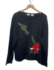 Classic Elements Woman Holiday Sweater Black Cardigan size 20-22W