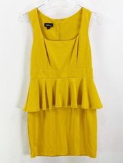 BCX Yellow Sleeveless Peplum Sheath Mini Dress