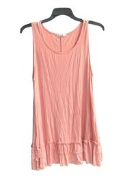 Peach Long Tank Top w Tiered Ruffles Bottom Women Large