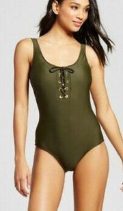 Mossimo Dark Olive Green One Piece Swimsuit