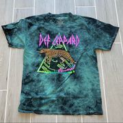 Def Leppard  ANIMAL RETRO 90’S GRAPHIC TEAL/BLACK TIE DYE TEE SZ LARGE