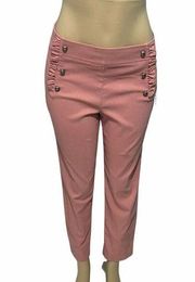 Love Scarlett Straight Leg Cropped Ankle Pants Pull On Dusty Coral Pink 10