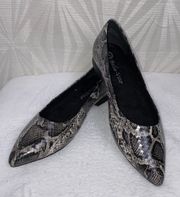 Vivien II Black/White Snake Flats