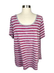 Lane Bryant Gray & Pink Striped Tee