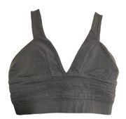 Popular Basics Gray Crop Top Longline V-Neck Sleeveless Y2K Small