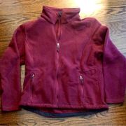 Women’s Wine, Maroon Full Zipper Fleece, Sweatshirt Zip Pockets Size Large