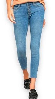 Ankle Exposed Button Fly Jeans