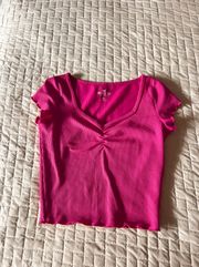 Pink Ribbed Cinch Front Baby Tee Size XS