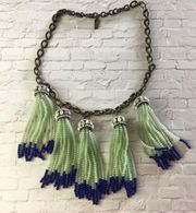 BaubleBar Vintage  Seed bead tassel link chain necklace