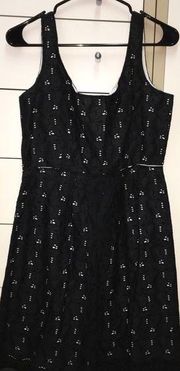 Tahari Black Eyelet Lace Dress size 6