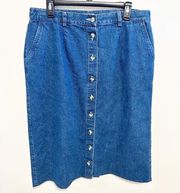 Cabin Creek y2k 90s Midi Button Front Denim Jean Skirt