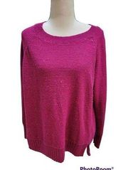 Old Navy Size Large Petite Sweater Fushia, Scoop Neck, Side Slits ⭐️5/$30, 4/$25