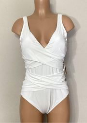 New. Tommy Bahama white cross front swimsuit. Size 14. Retail $140