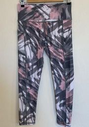 GAIAM Gray & Pink Patterned Cropped Capri Athletic Leggings Size Small