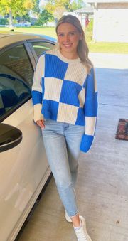 Blue And White Checkered Sweater