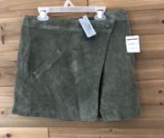 NWT Blank NYC Almond Wrap Leather Suede Skirt in Herb Green Size 28