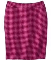 Merona Womens Pink Red Houndstooth Pencil Skirt SZ 16