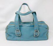 COLE HAAN teal blue leather purse