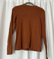 Burnt Orange Ribbed Cotton Crewneck Sweater Size Small