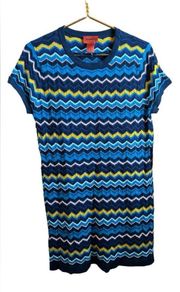 Missoni For Target NWOT Blue Multi Zig Zag Chevron Cap Sleeve Sweater Dress