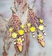Handmade Pastel Chain Kawaii Ice Cream Magic Wand Earrings