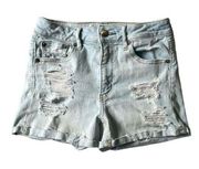 American Eagle  Super Stretch High Rise Mom Shortie 90s Distressed Shorts size 0